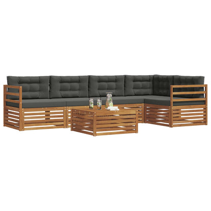 Set di divani da esterno con cuscino 6 pcs Naturale e Antracite | homemem39