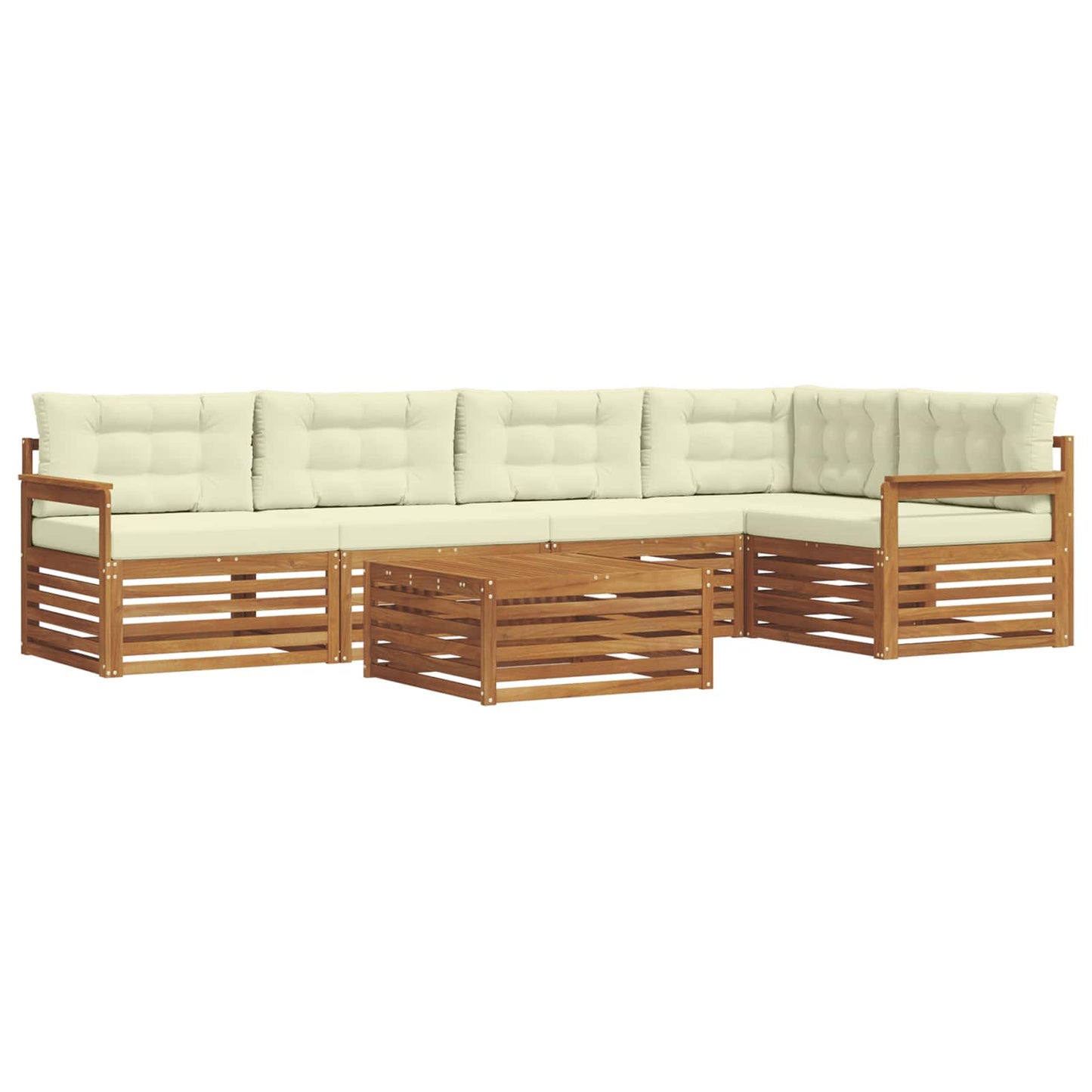 Set di divani da esterno con cuscino 6 pcs Naturale e Crema | homemem39
