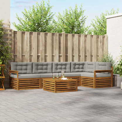 Set di divani da esterno 6 pcs Grigio Naturale e Chiaro