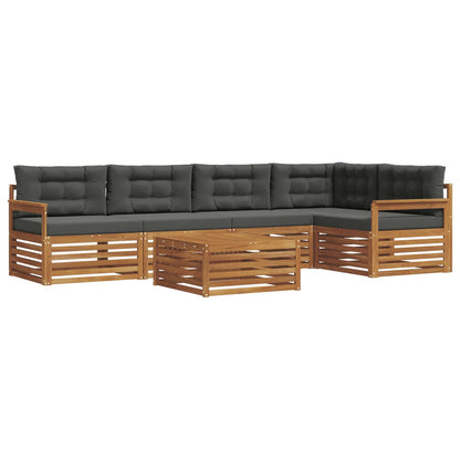 Set di divani da esterno con cuscino 6 pcs Naturale e Antracite | homemem39