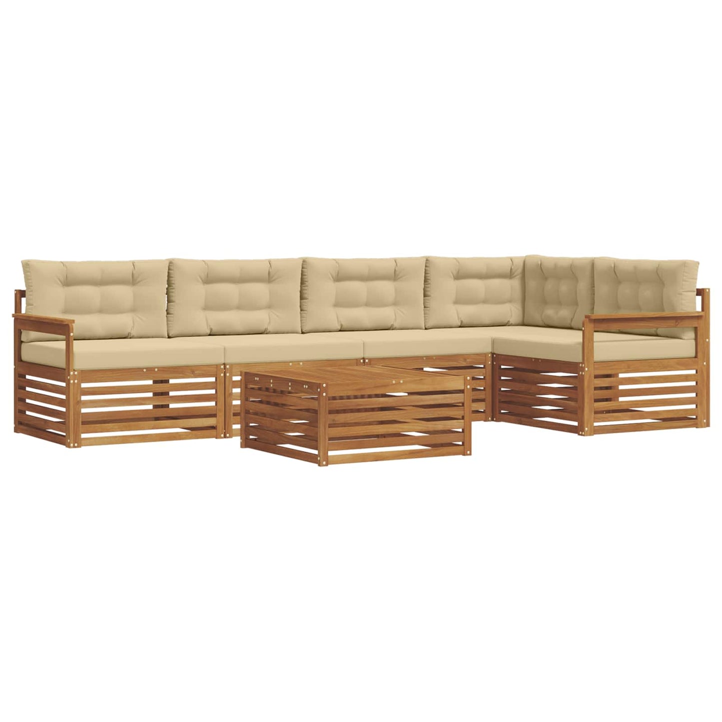 Set di divani da esterno con cuscino 6 pcs Naturale e Beige | homemem39