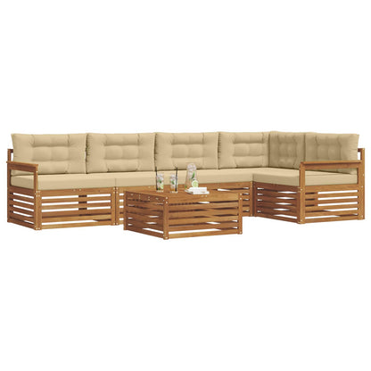 Set di divani da esterno con cuscino 6 pcs Naturale e Beige | homemem39
