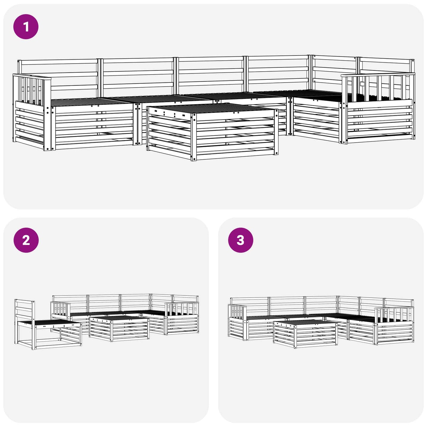 Set di divani da esterno 6 pcs Naturale | homemem39