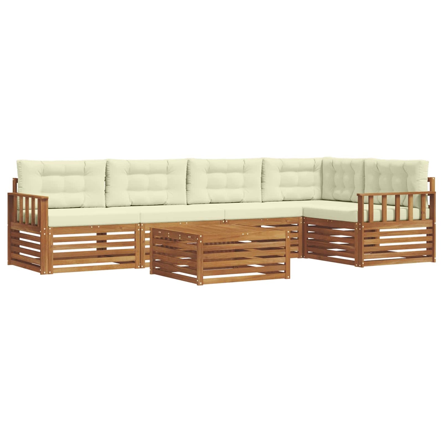 Set di divani da esterno con cuscino 6 pcs Naturale e Crema | homemem39