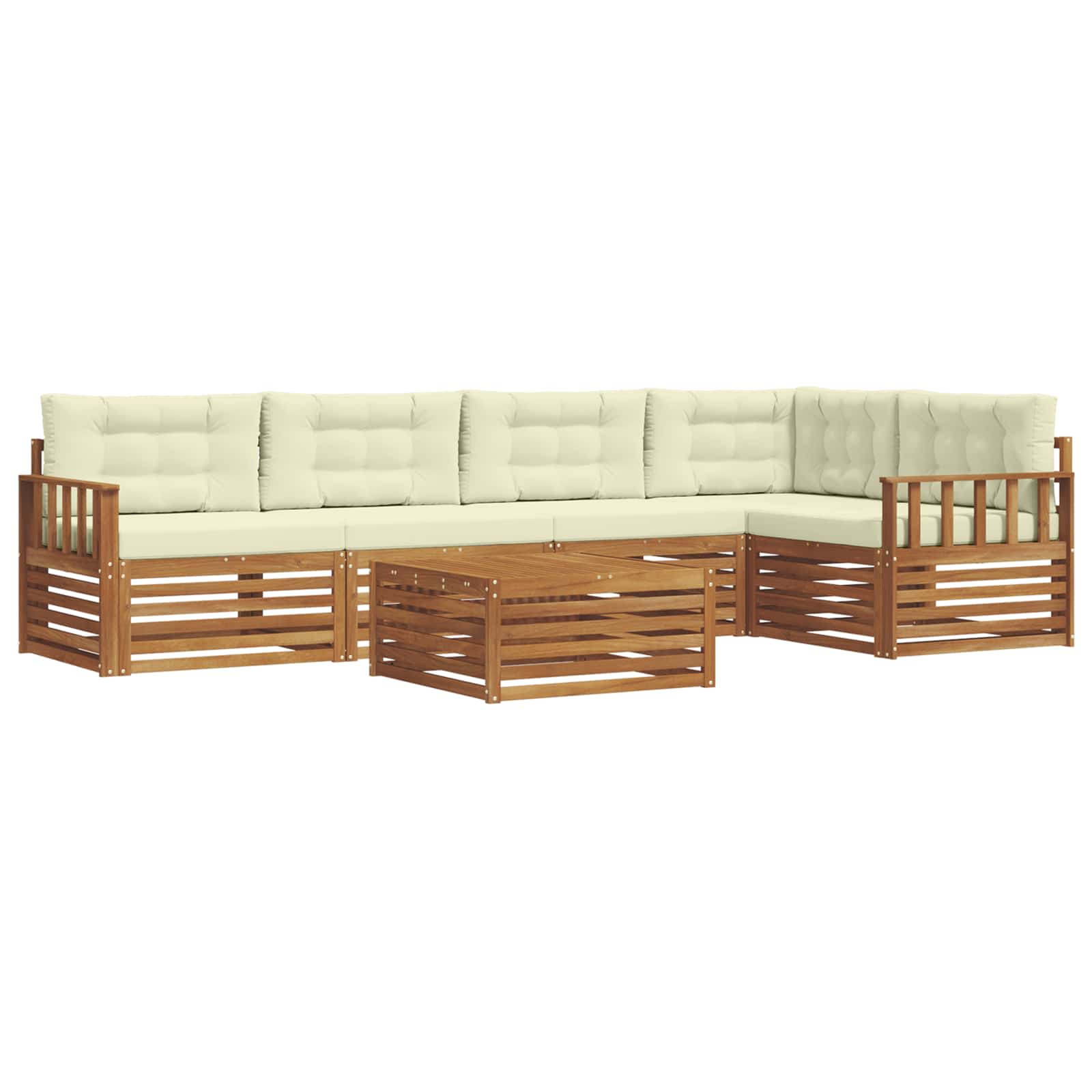 Set di divani da esterno con cuscino 6 pcs Naturale e Crema | homemem39