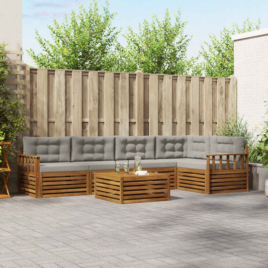 Set di divani da esterno 6 pcs Grigio Naturale e Chiaro | homemem39