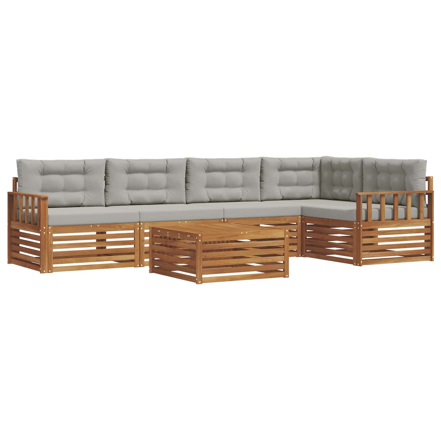 Set di divani da esterno 6 pcs Grigio Naturale e Chiaro | homemem39