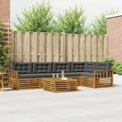Set di divani da esterno con cuscino 6 pcs Naturale e Antracite