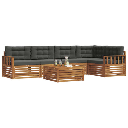Set di divani da esterno con cuscino 6 pcs Naturale e Antracite | homemem39