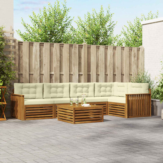 Set di divani da esterno con cuscino 6 pcs Naturale e Crema