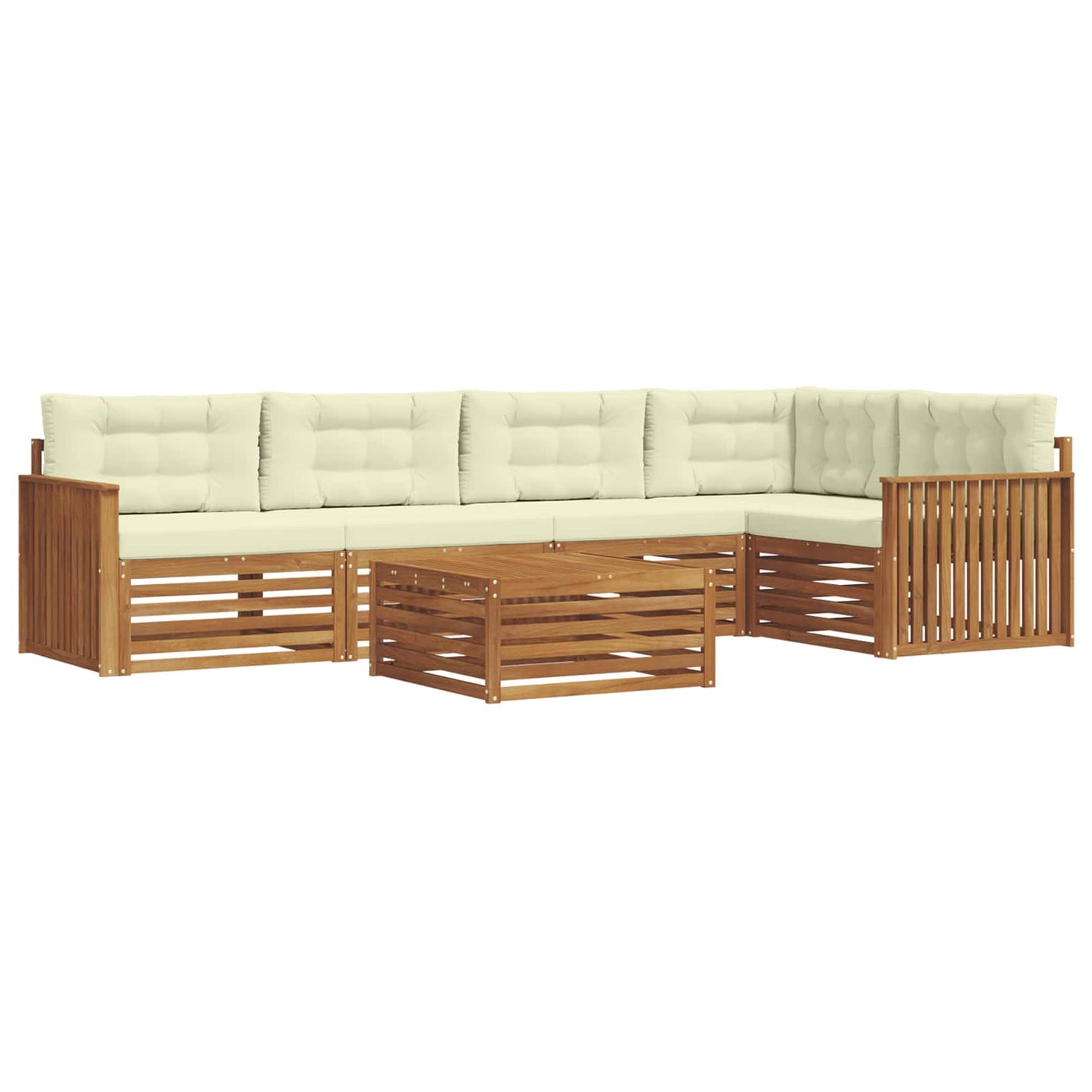 Set di divani da esterno con cuscino 6 pcs Naturale e Crema | homemem39