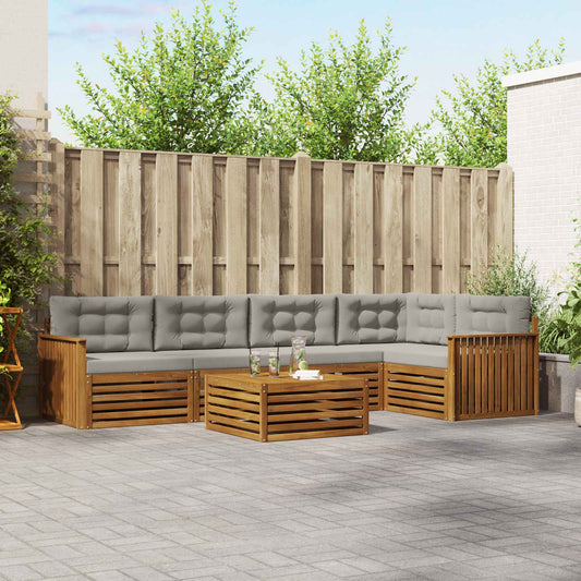 Set di divani da esterno 6 pcs Grigio Naturale e Chiaro | homemem39