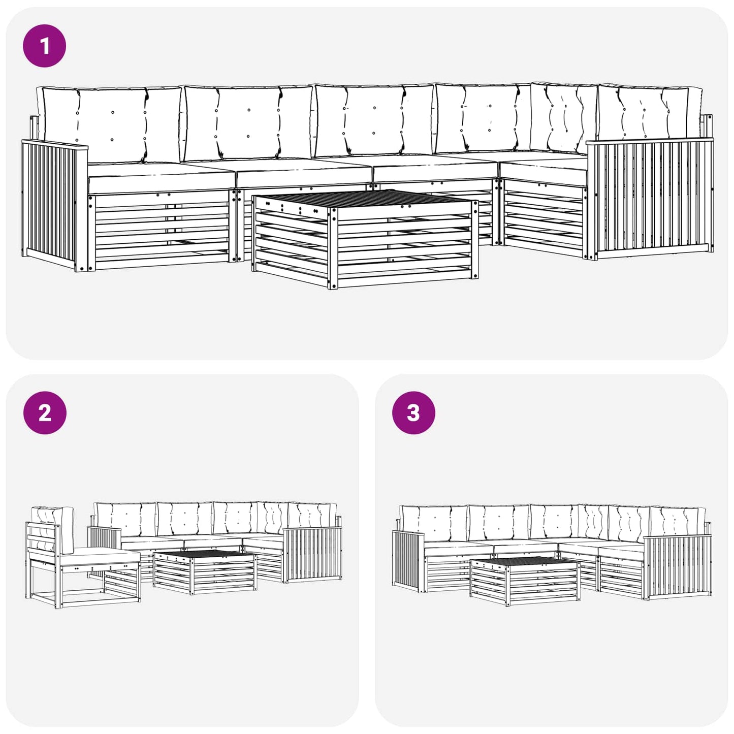 Set di divani da esterno 6 pcs Grigio Naturale e Chiaro | homemem39