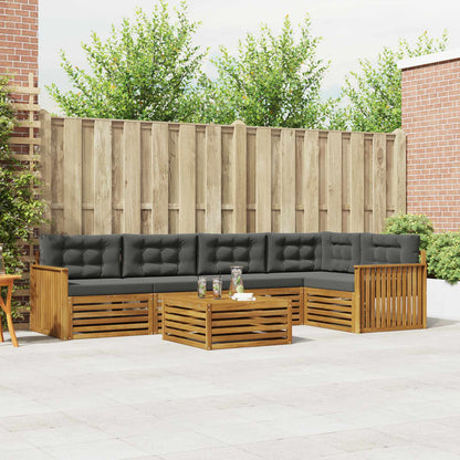 Set di divani da esterno con cuscino 6 pcs Naturale e Antracite | homemem39