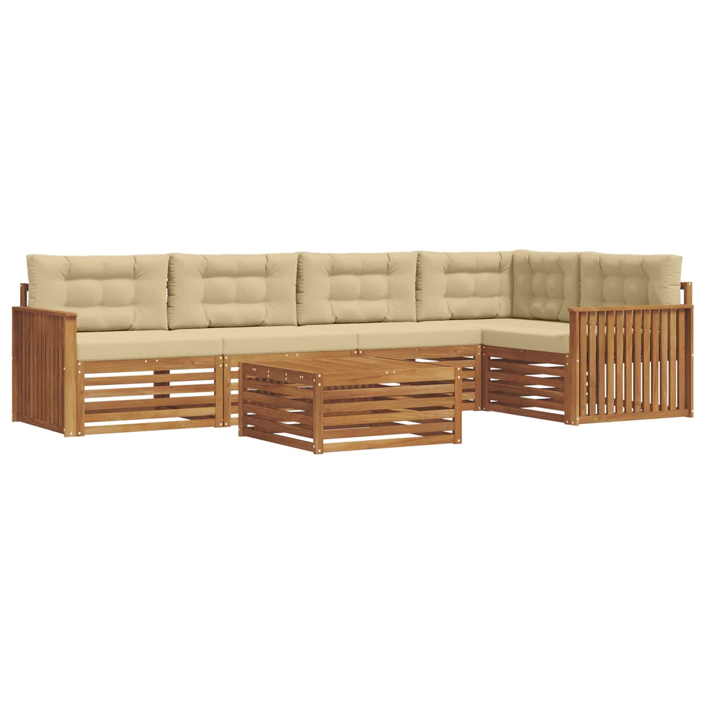 Set di divani da esterno con cuscino 6 pcs Naturale e Beige | homemem39
