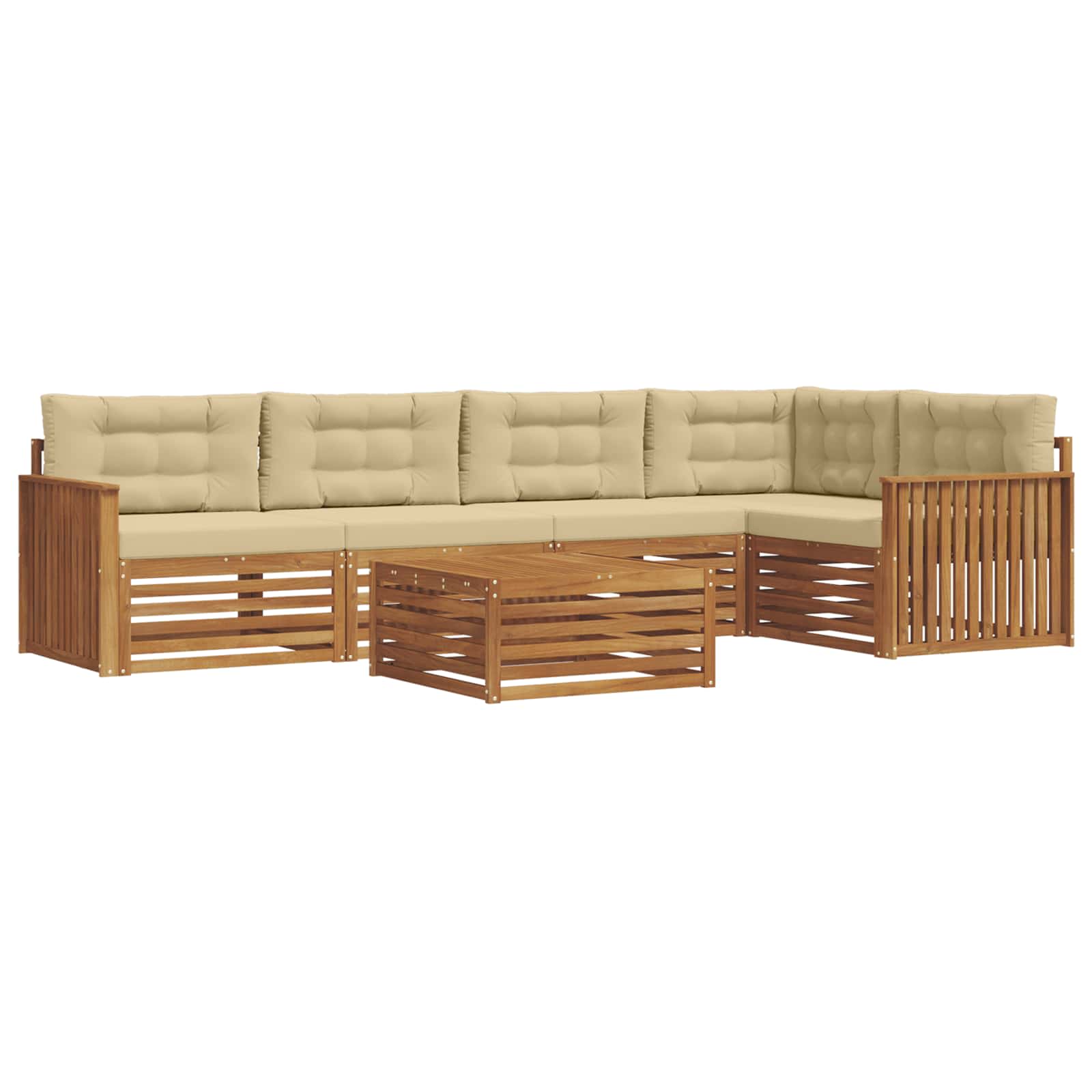 Set di divani da esterno con cuscino 6 pcs Naturale e Beige | homemem39