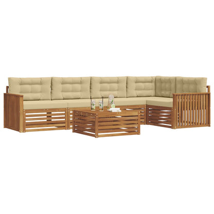 Set di divani da esterno con cuscino 6 pcs Naturale e Beige