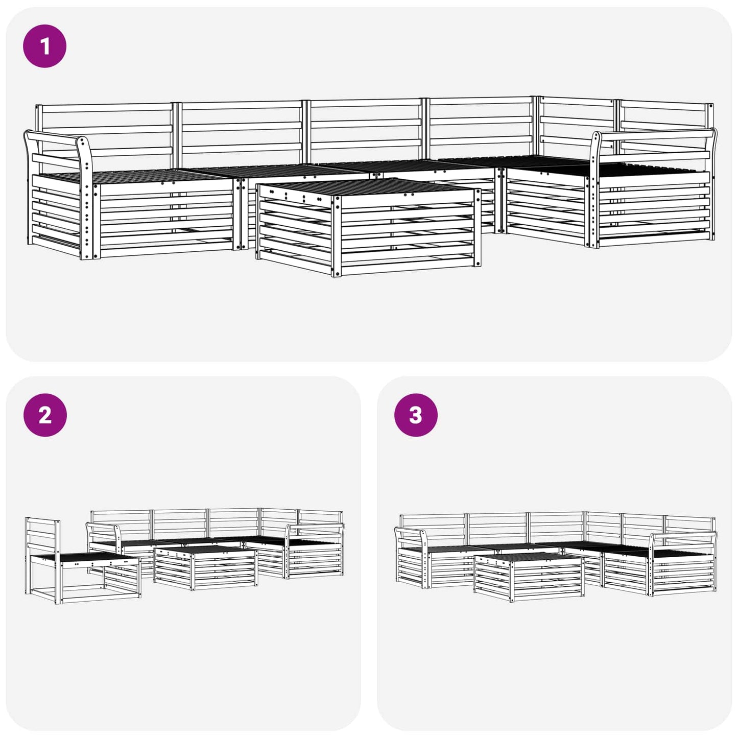 Set di divani da esterno 6 pcs Naturale | homemem39