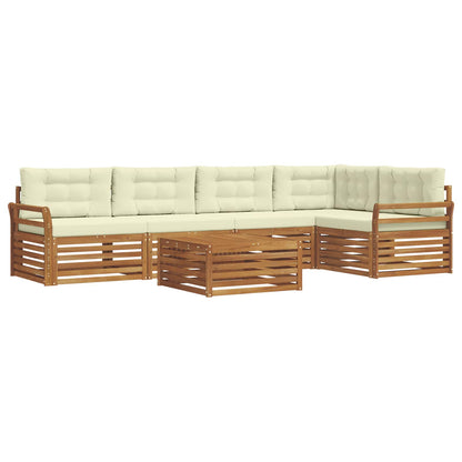 Set di divani da esterno con cuscino 6 pcs Naturale e Crema | homemem39