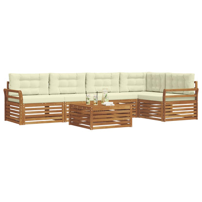 Set di divani da esterno con cuscino 6 pcs Naturale e Crema