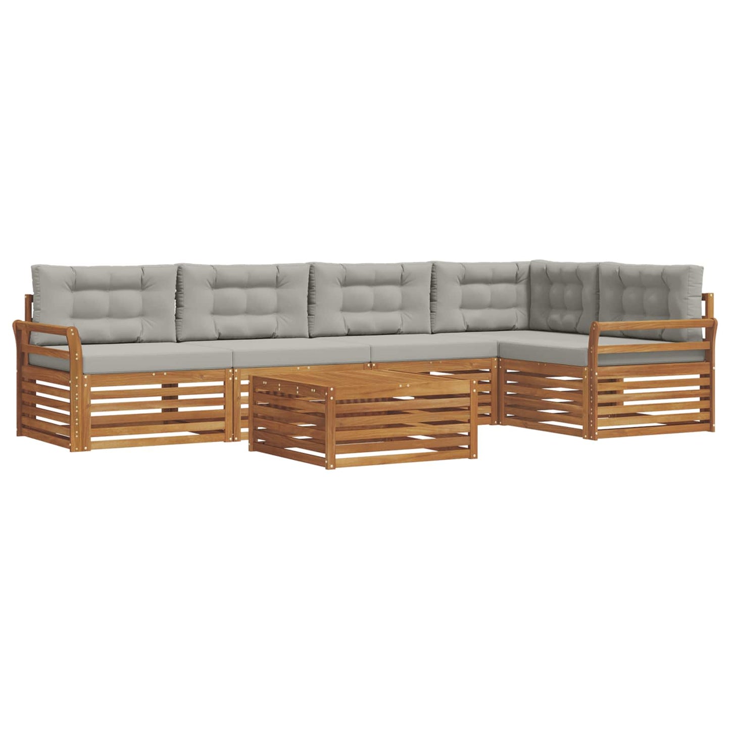 Set di divani da esterno 6 pcs Grigio Naturale e Chiaro | homemem39