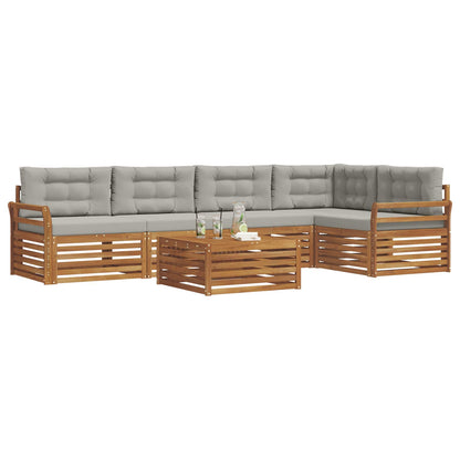 Set di divani da esterno 6 pcs Grigio Naturale e Chiaro