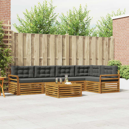 Set di divani da esterno con cuscino 6 pcs Naturale e Antracite