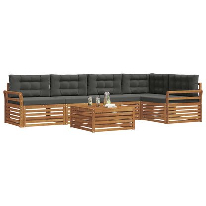 Set di divani da esterno con cuscino 6 pcs Naturale e Antracite | homemem39