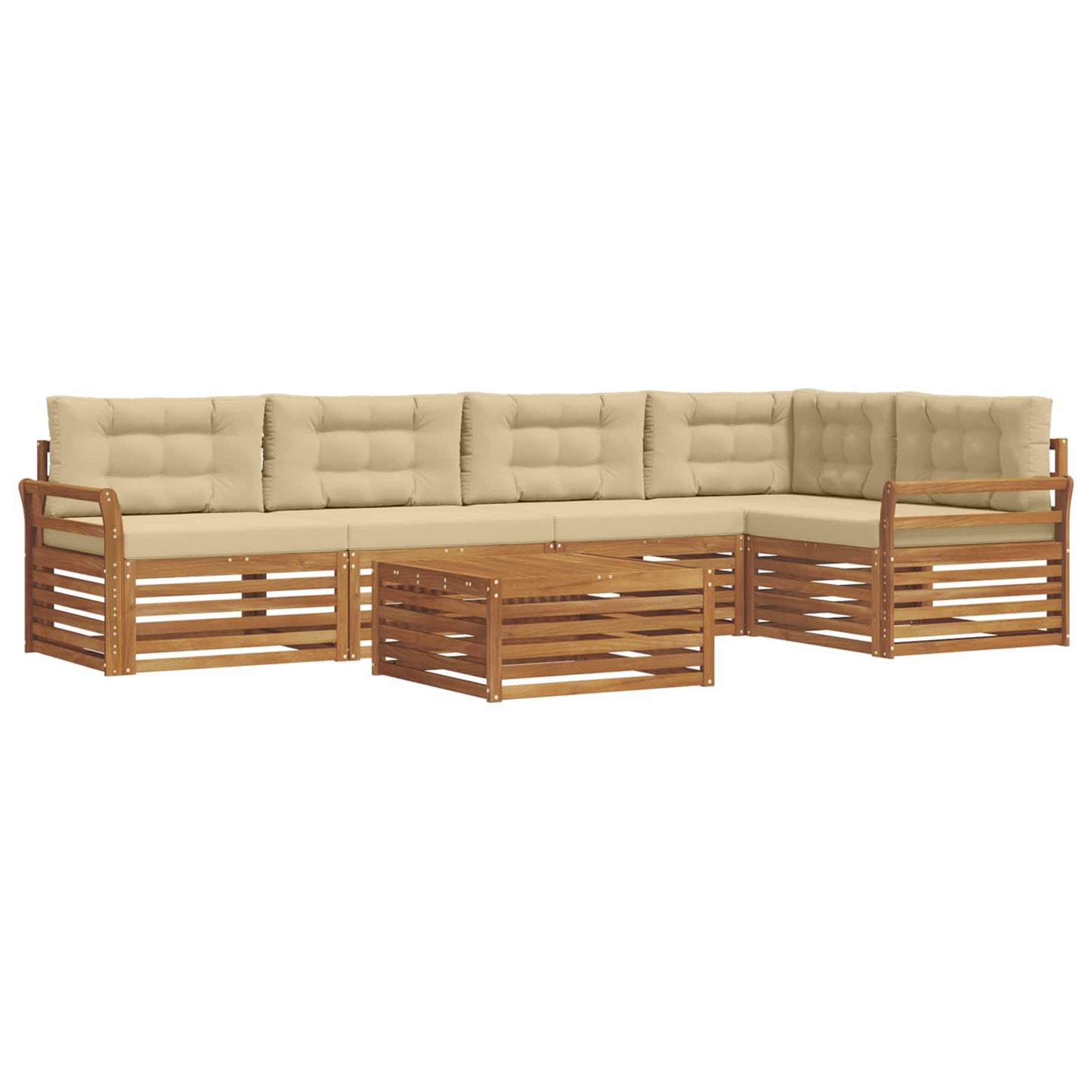 Set di divani da esterno con cuscino 6 pcs Naturale e Beige | homemem39