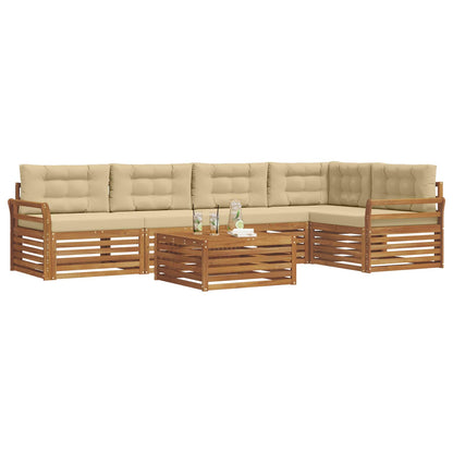 Set di divani da esterno con cuscino 6 pcs Naturale e Beige | homemem39