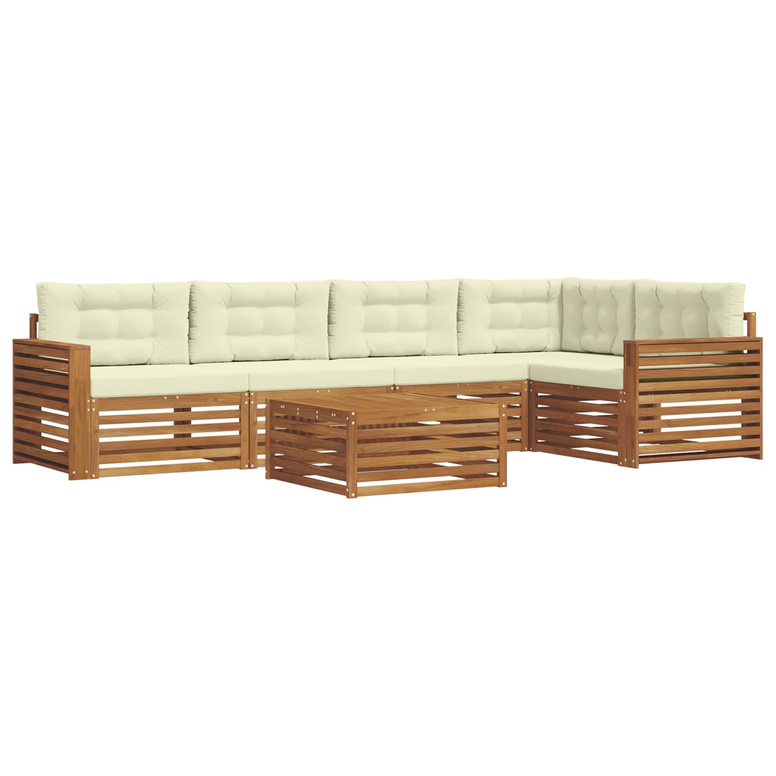 Set di divani da esterno con cuscino 6 pcs Naturale e Crema | homemem39
