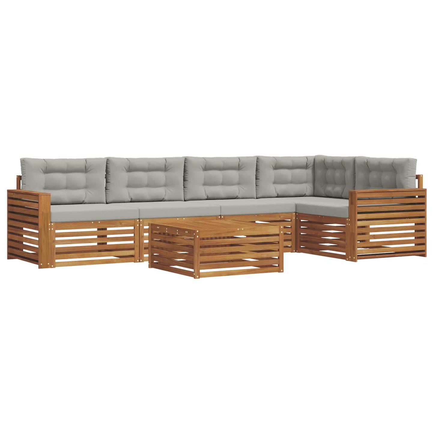 Set di divani da esterno 6 pcs Grigio Naturale e Chiaro | homemem39