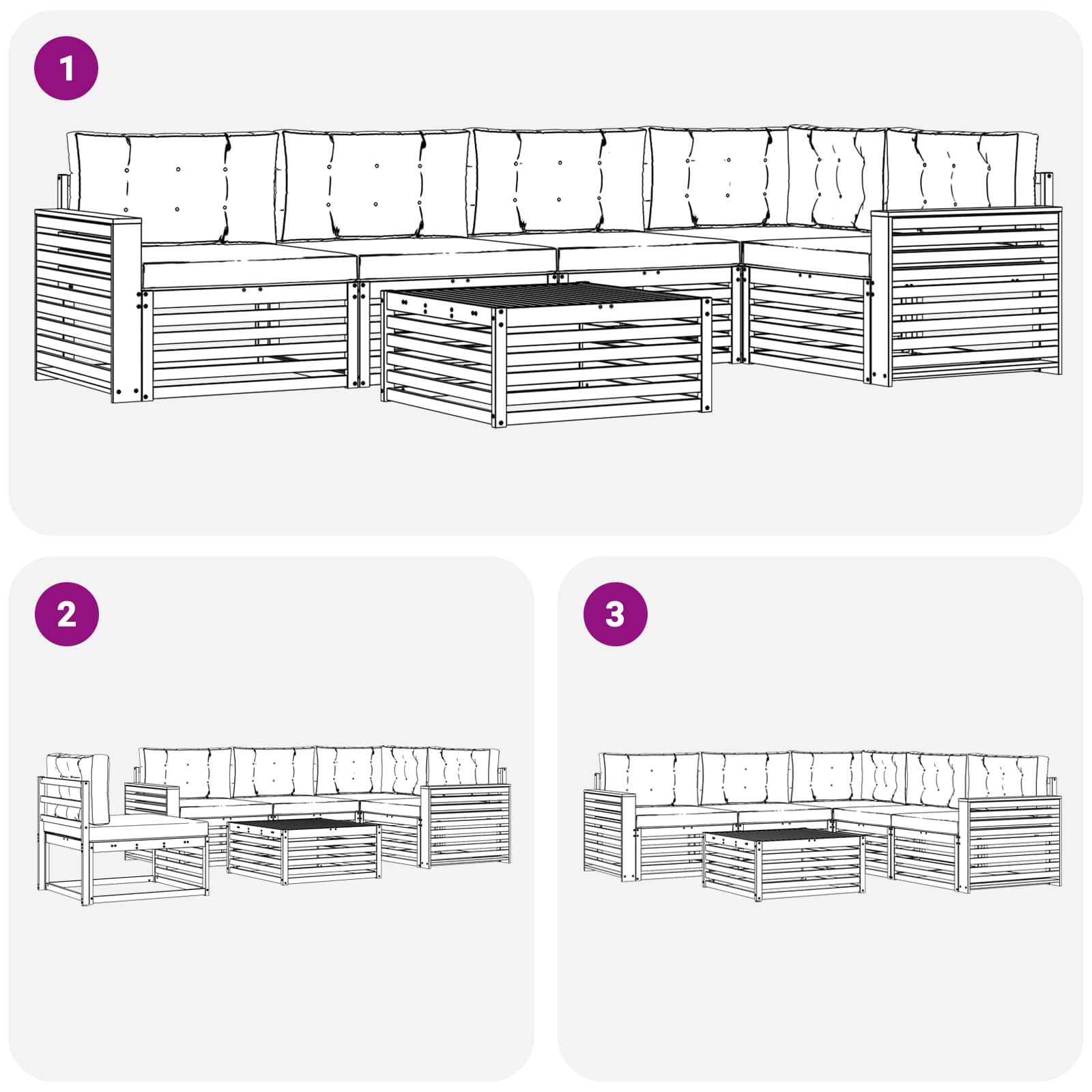 Set di divani da esterno 6 pcs Grigio Naturale e Chiaro | homemem39