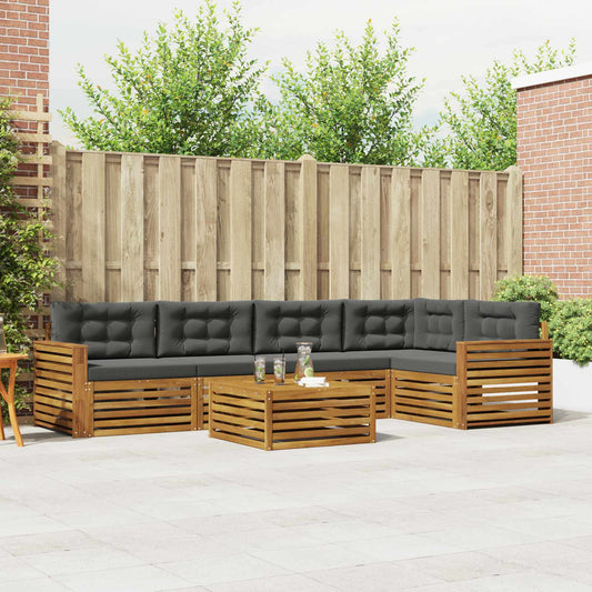 Set di divani da esterno con cuscino 6 pcs Naturale e Antracite | homemem39