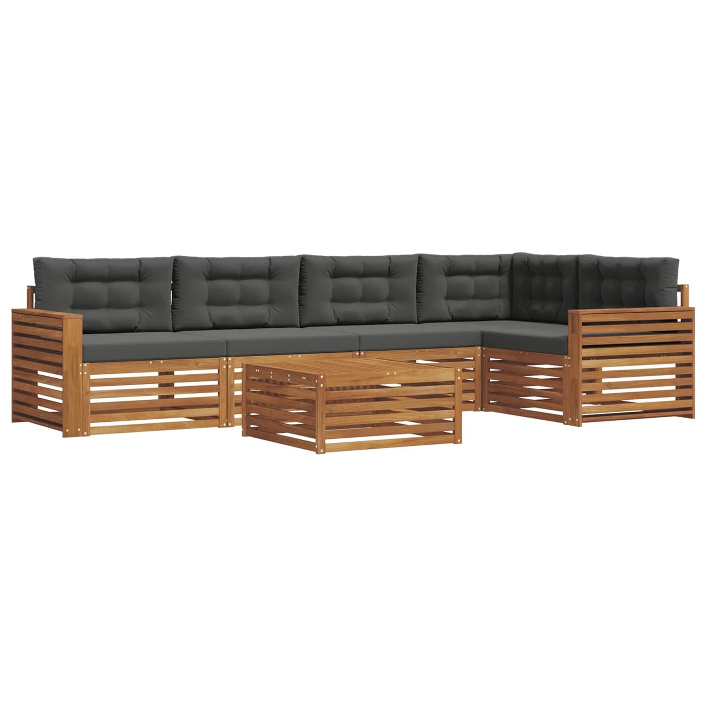 Set di divani da esterno con cuscino 6 pcs Naturale e Antracite | homemem39