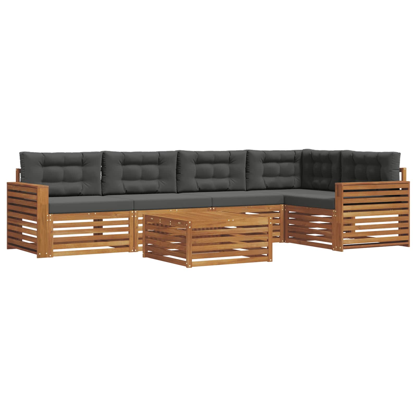 Set di divani da esterno con cuscino 6 pcs Naturale e Antracite | homemem39