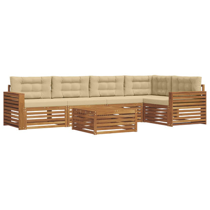 Set di divani da esterno con cuscino 6 pcs Naturale e Beige