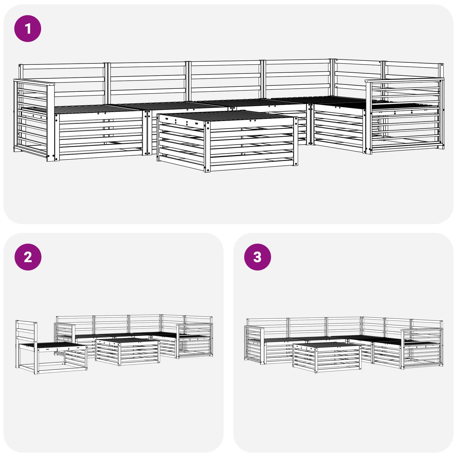 Set di divani da esterno 6 pcs Naturale | homemem39