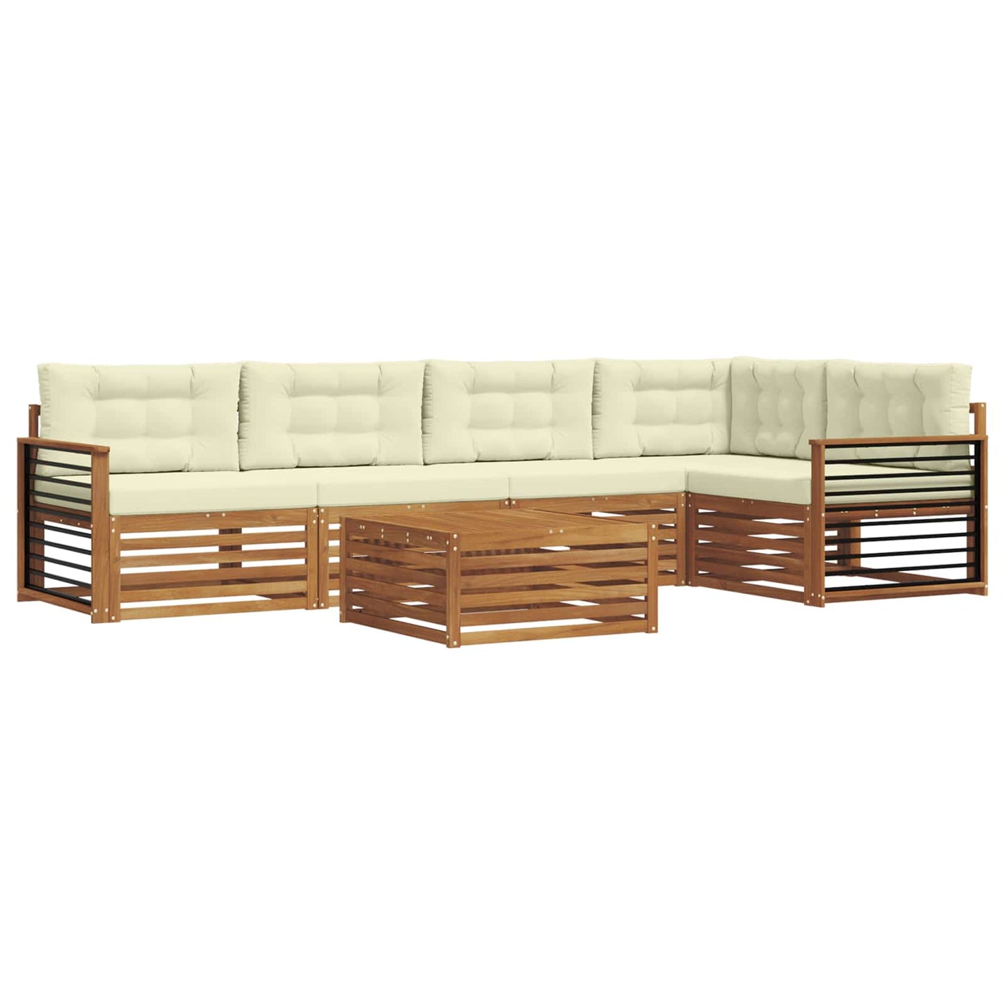 Set di divani da esterno con cuscino 6 pcs Naturale e Crema