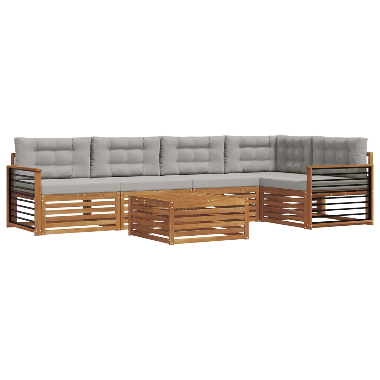 Set di divani da esterno 6 pcs Grigio Naturale e Chiaro | homemem39