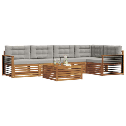 Set di divani da esterno 6 pcs Grigio Naturale e Chiaro