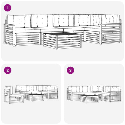 Set di divani da esterno 6 pcs Grigio Naturale e Chiaro