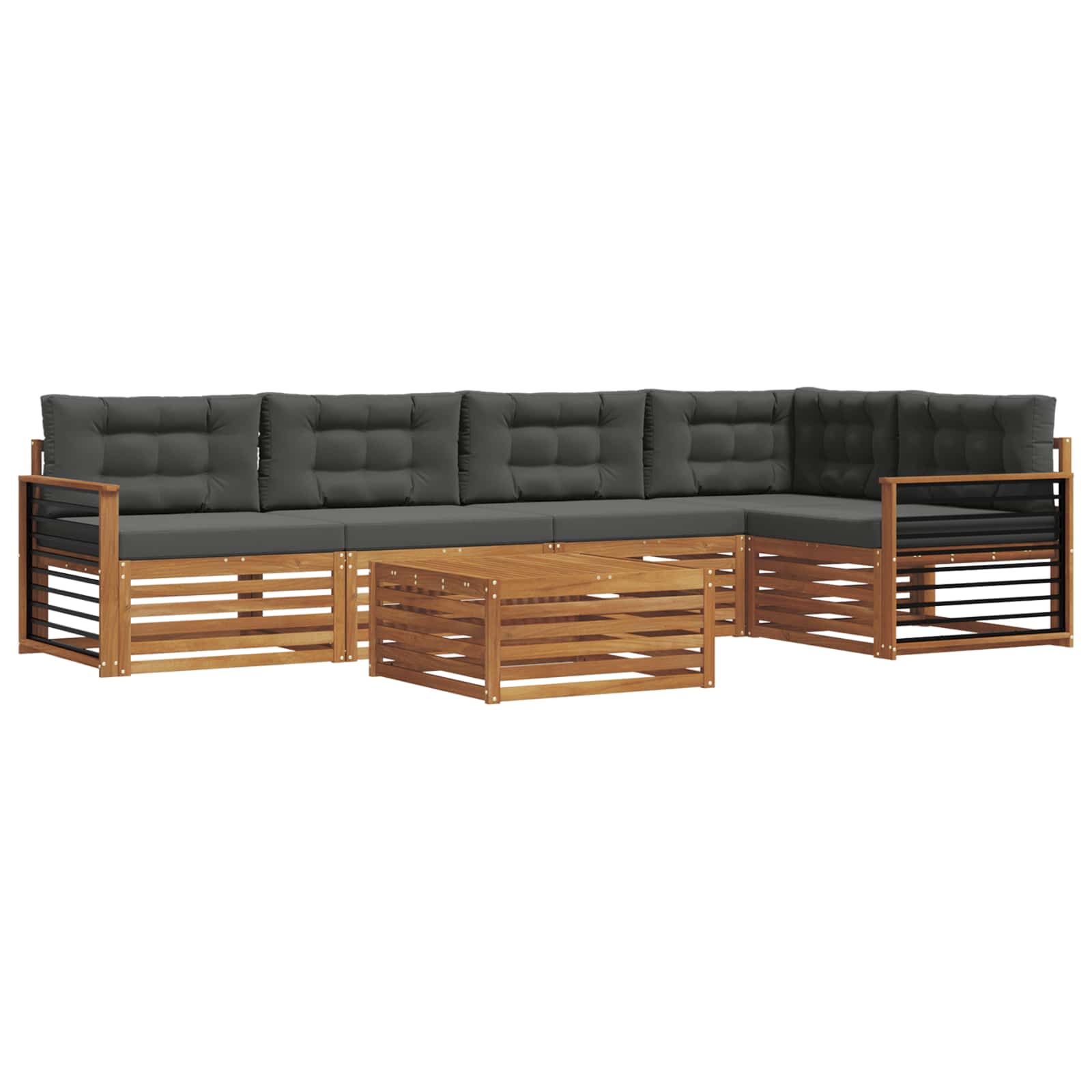 Set di divani da esterno con cuscino 6 pcs Naturale e Antracite | homemem39
