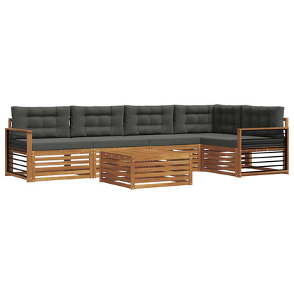 Set di divani da esterno con cuscino 6 pcs Naturale e Antracite | homemem39