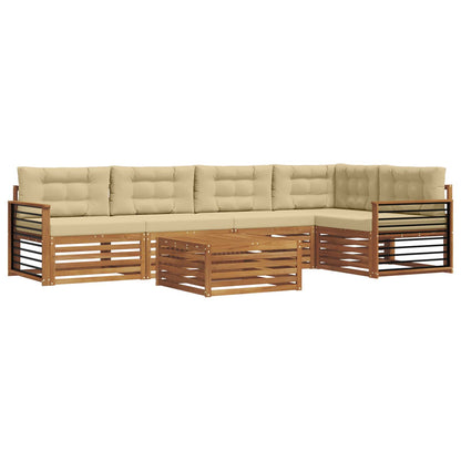 Set di divani da esterno con cuscino 6 pcs Naturale e Beige | homemem39