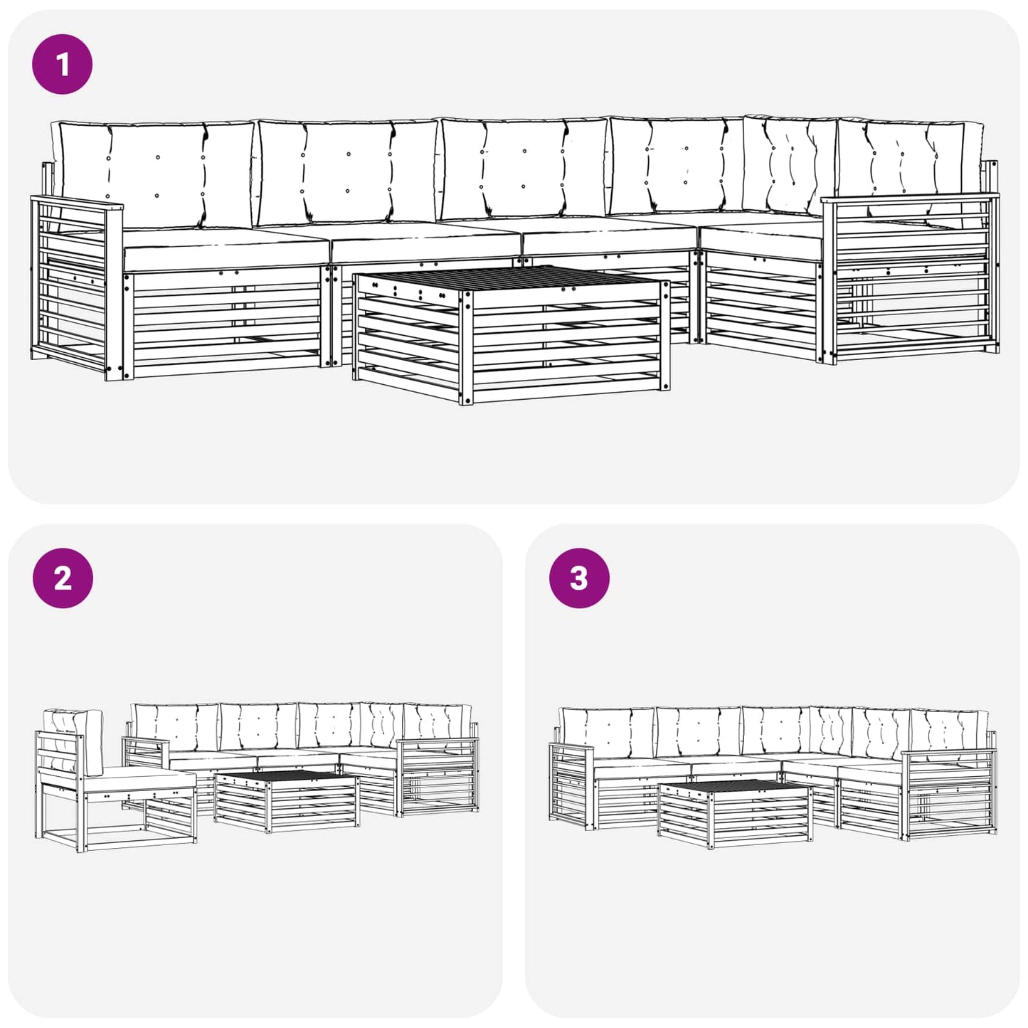 Set di divani da esterno con cuscino 6 pcs Naturale e Beige | homemem39