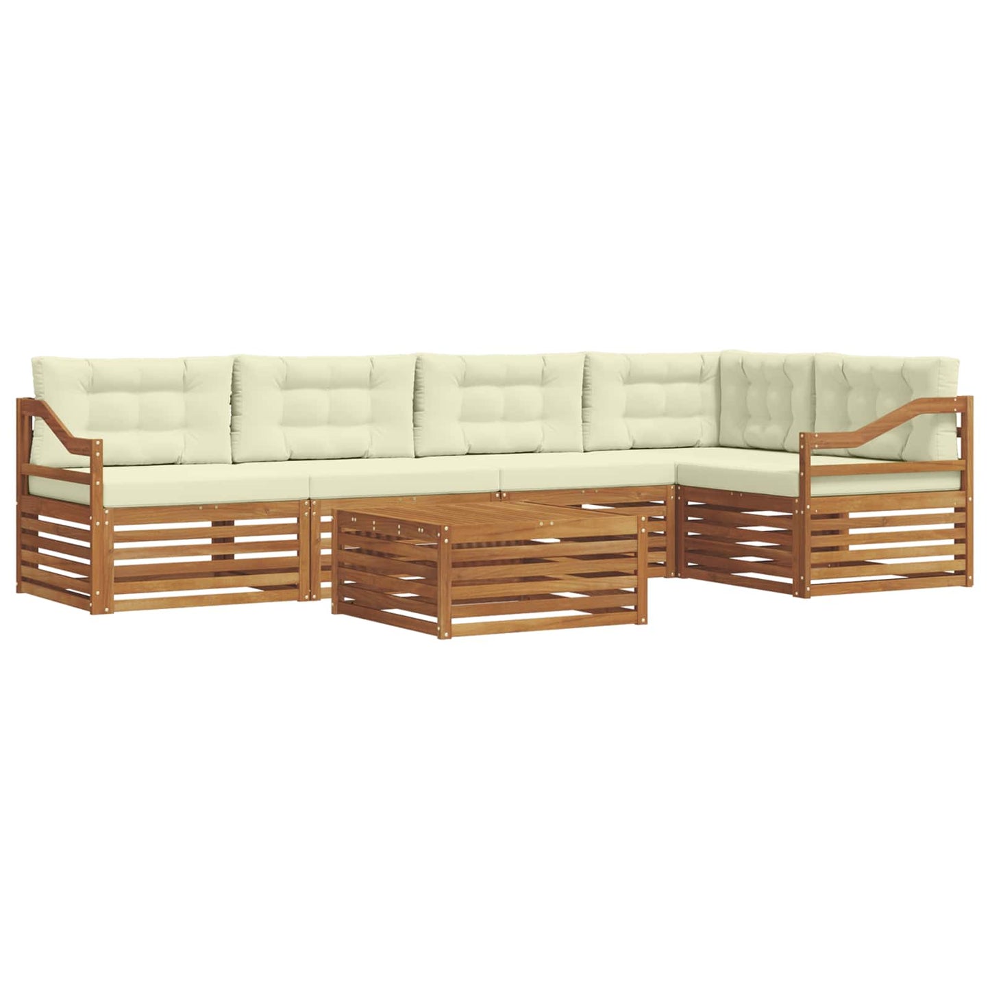 Set di divani da esterno con cuscino 6 pcs Naturale e Crema