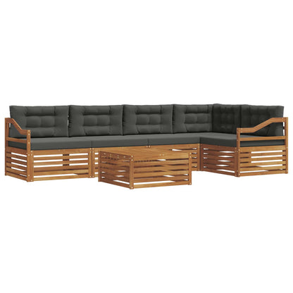 Set di divani da esterno con cuscino 6 pcs Naturale e Antracite | homemem39