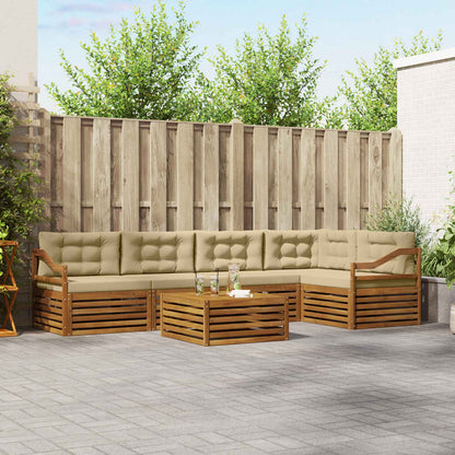 Set di divani da esterno con cuscino 6 pcs Naturale e Beige | homemem39