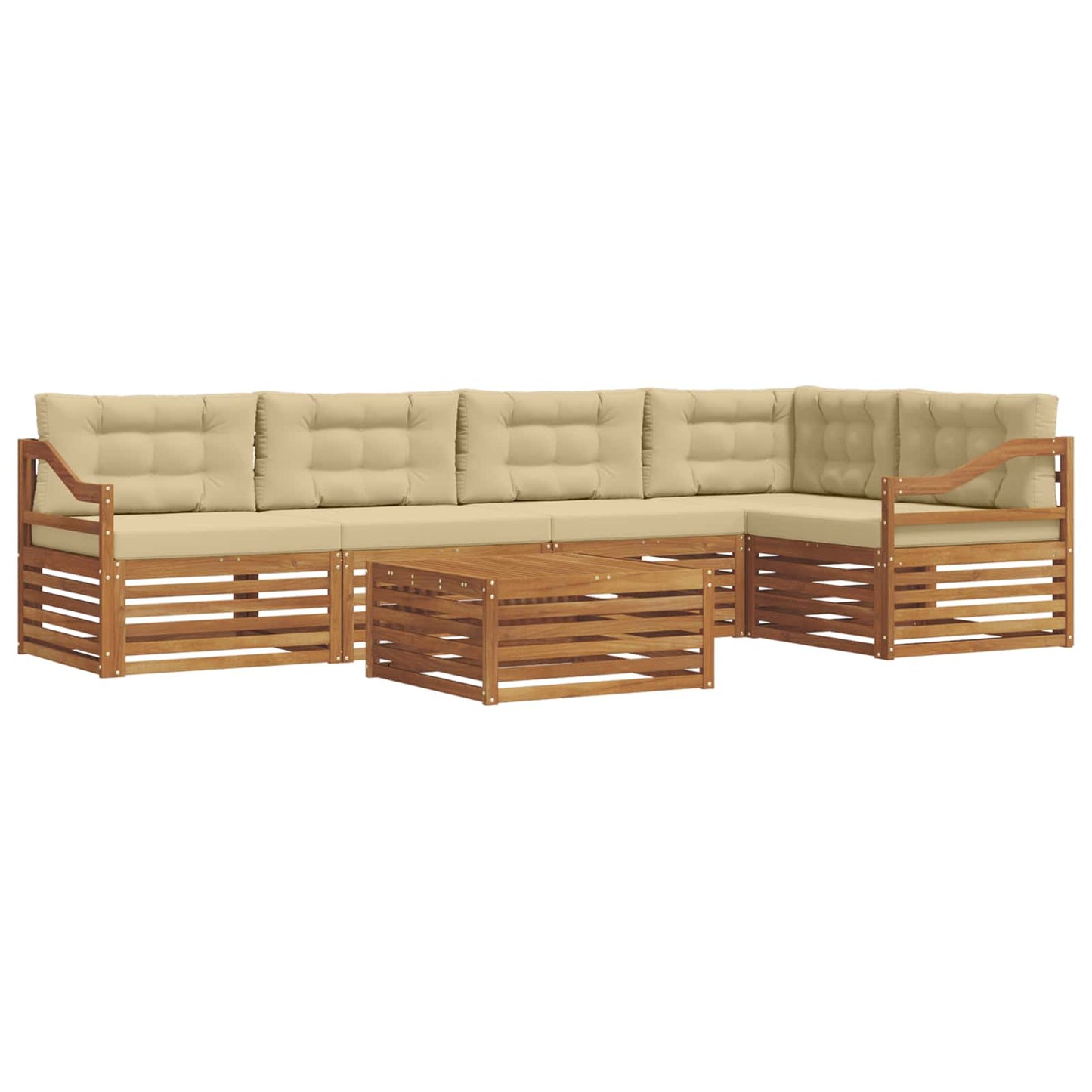 Set di divani da esterno con cuscino 6 pcs Naturale e Beige | homemem39